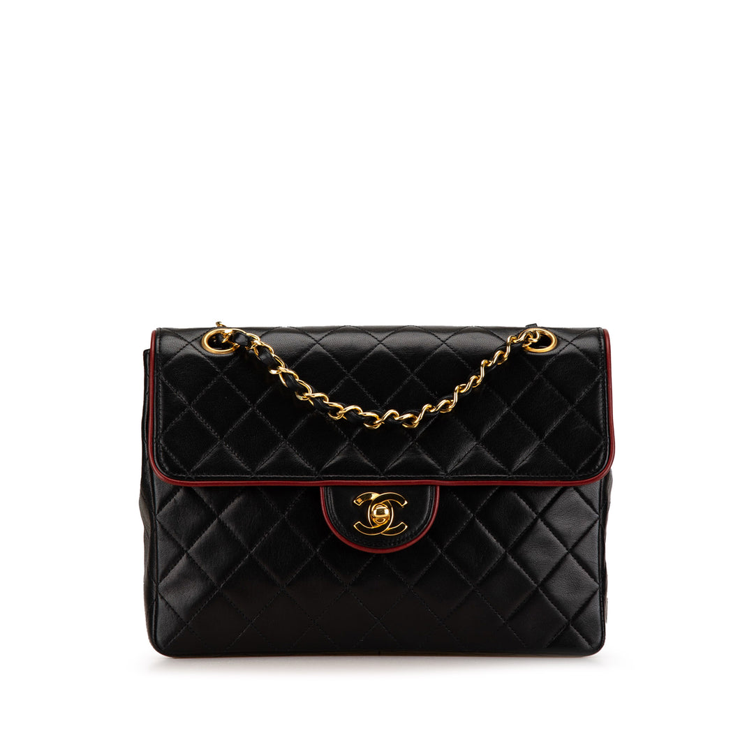 Chanel CC Bicolor Quilted Lambskin Single Flap Black - GABY PARIS