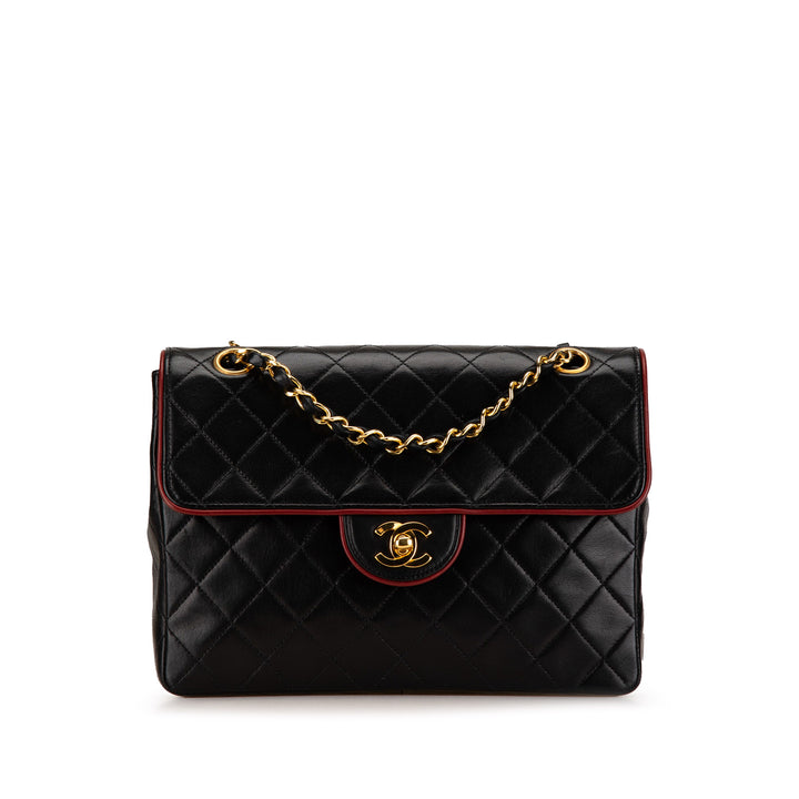 Chanel CC Bicolor Quilted Lambskin Single Flap Black - GABY PARIS