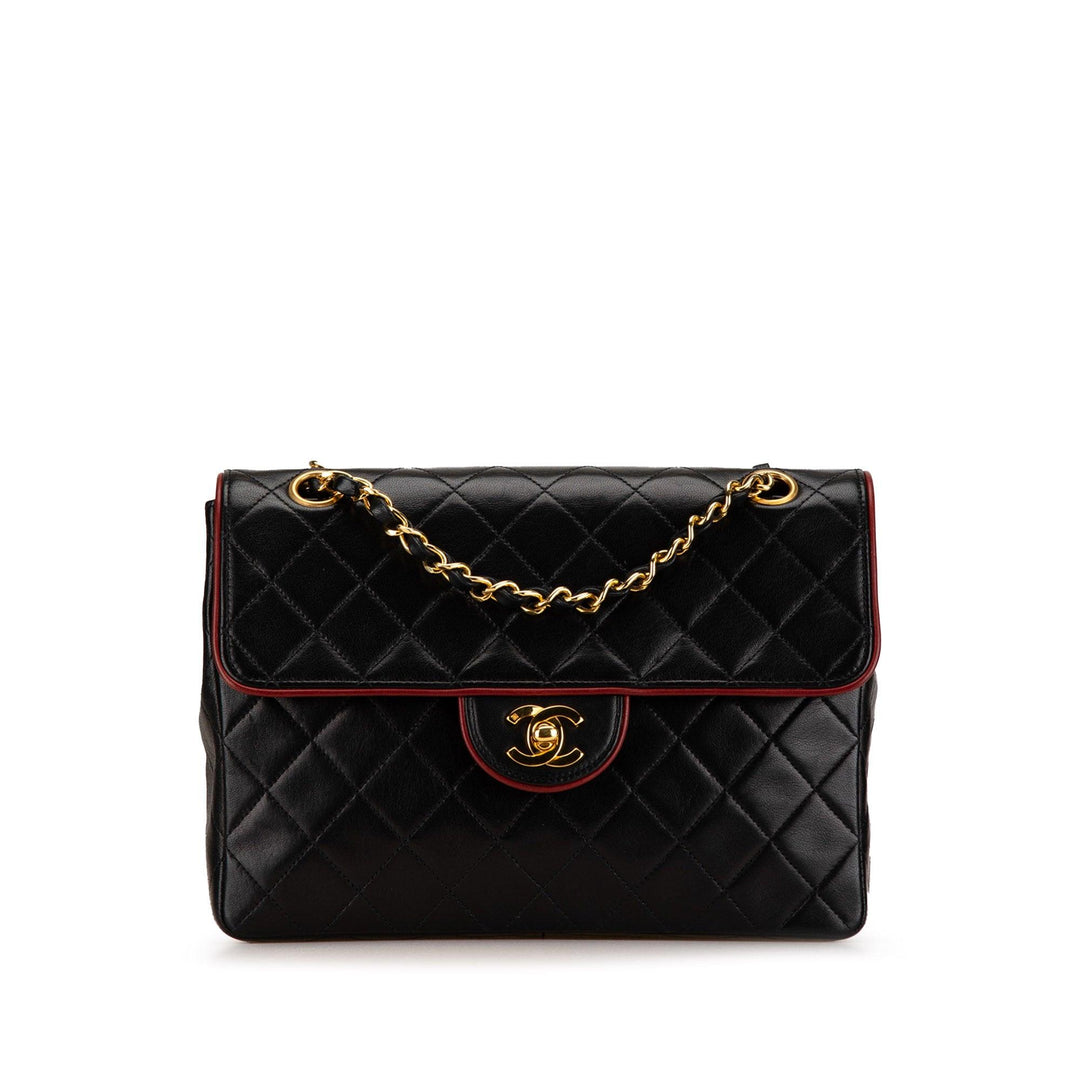 CC Bicolor Quilted Lambskin Single Flap Black - Gaby Paris