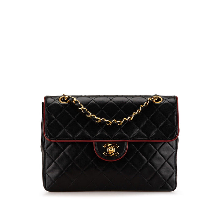 CC Bicolor Quilted Lambskin Single Flap Black - Gaby Paris