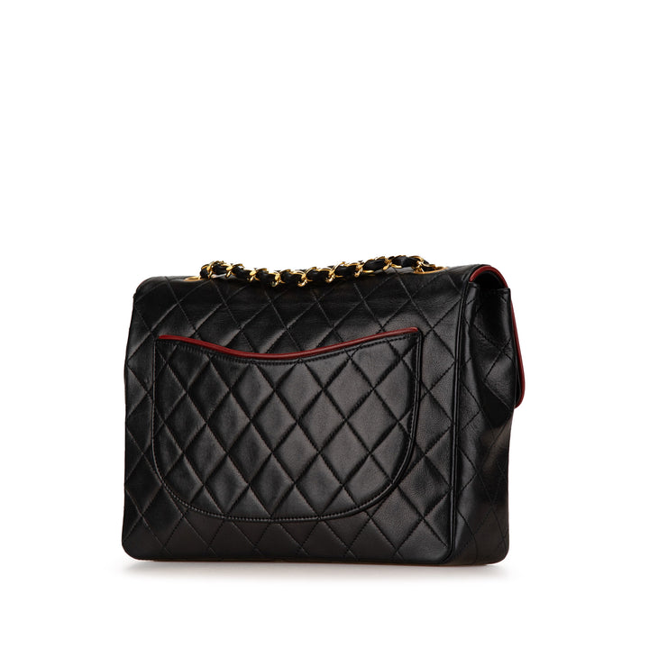 Chanel CC Bicolor Quilted Lambskin Single Flap Black - GABY PARIS