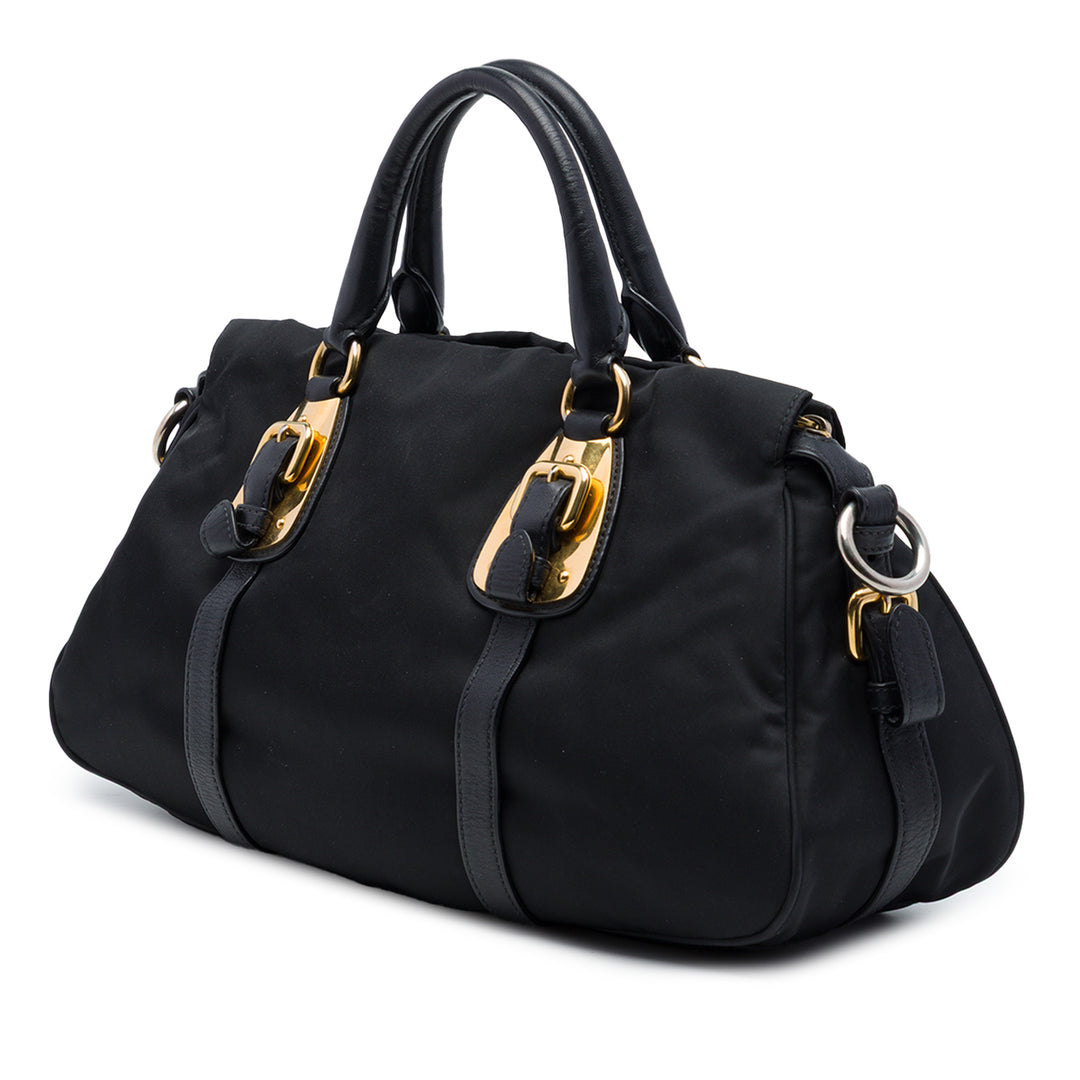 Prada Sac à main Souple Veau à finitions Tessuto Noir – vue 2 – GABY PARIS