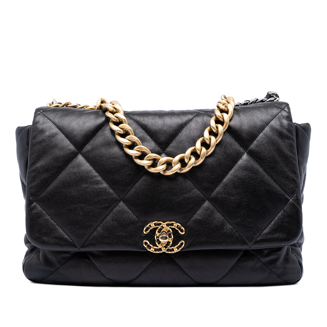 Chanel 19 à rabat Maxi Cuir d'agneau