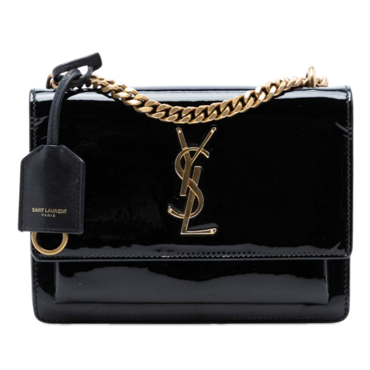 Saint Laurent Small Cuir verni Monogram Sunset Sac porté croisé