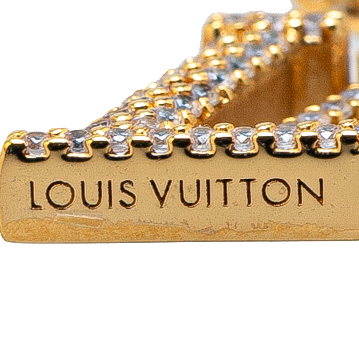 Gold Plated LV Crystal Iconic Pendant Necklace Gold - Gaby Paris
