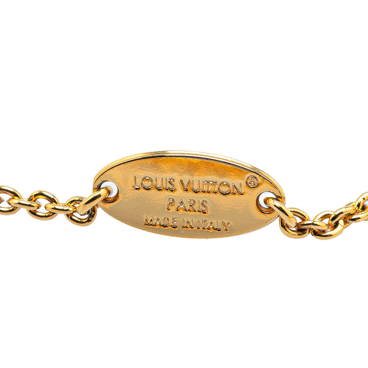 Gold Plated LV Crystal Iconic Pendant Necklace Gold - Gaby Paris