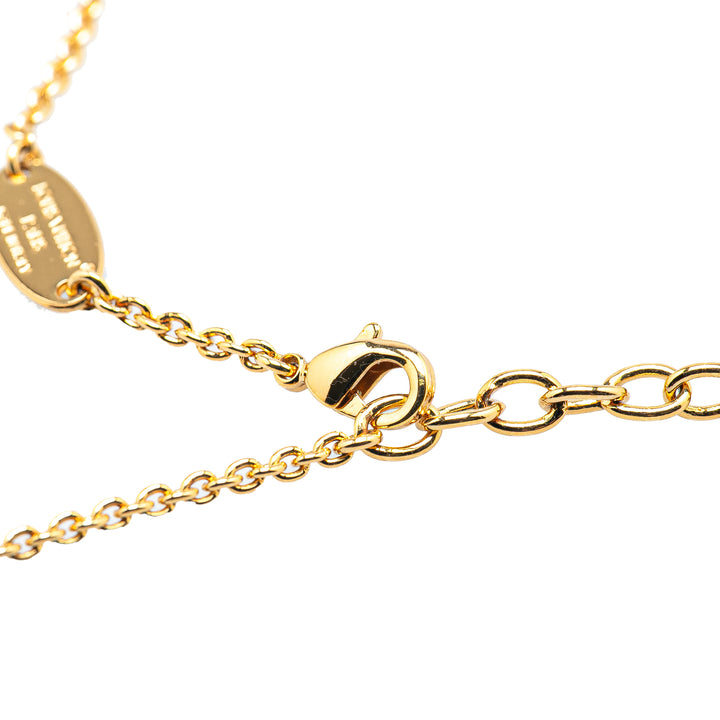 Gold Plated LV Crystal Iconic Pendant Necklace Gold - Gaby Paris