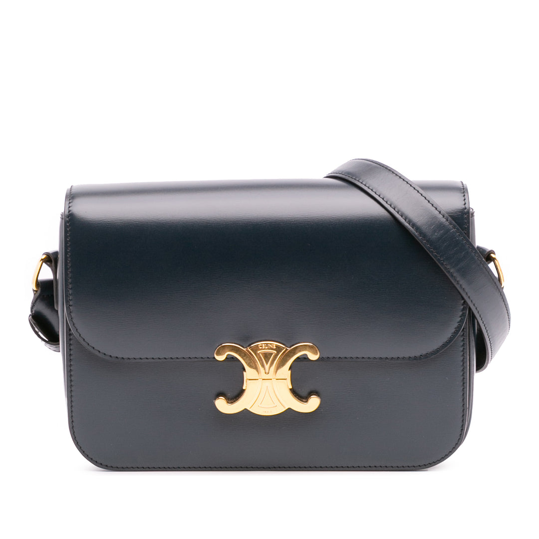 Celine Classique Shiny Cuir de veau Triomphe Crossbody Bleu – GABY PARIS Authentique
