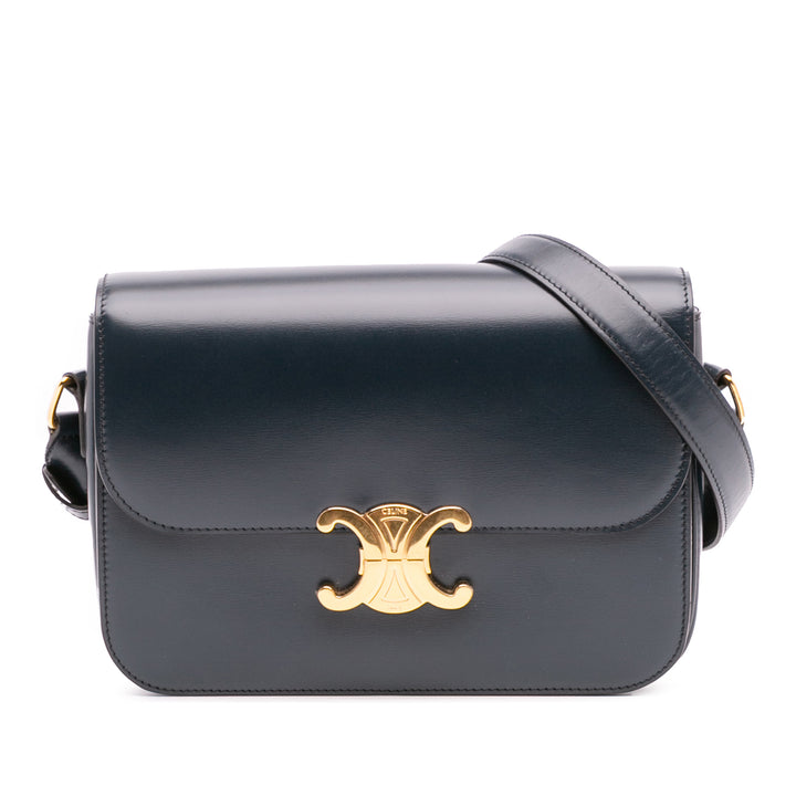 Celine Classique Shiny Cuir de veau Triomphe Crossbody Bleu – GABY PARIS Authentique