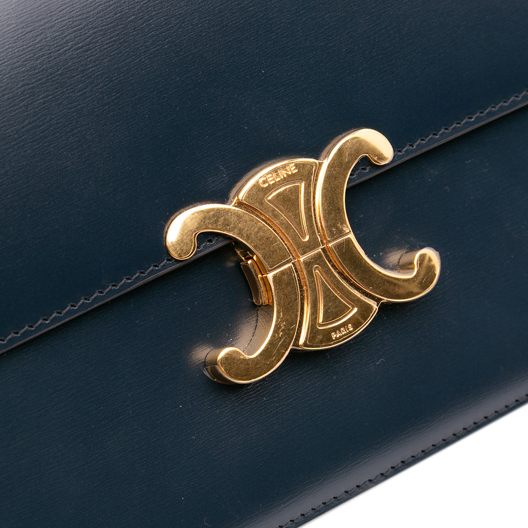 Celine Classique Shiny Cuir de veau Triomphe Crossbody Bleu – GABY PARIS Authentique