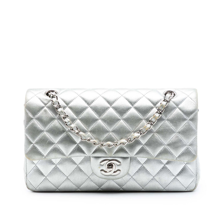 Chanel Medium Classic Metallic Cuir d’agneau Double rabat
