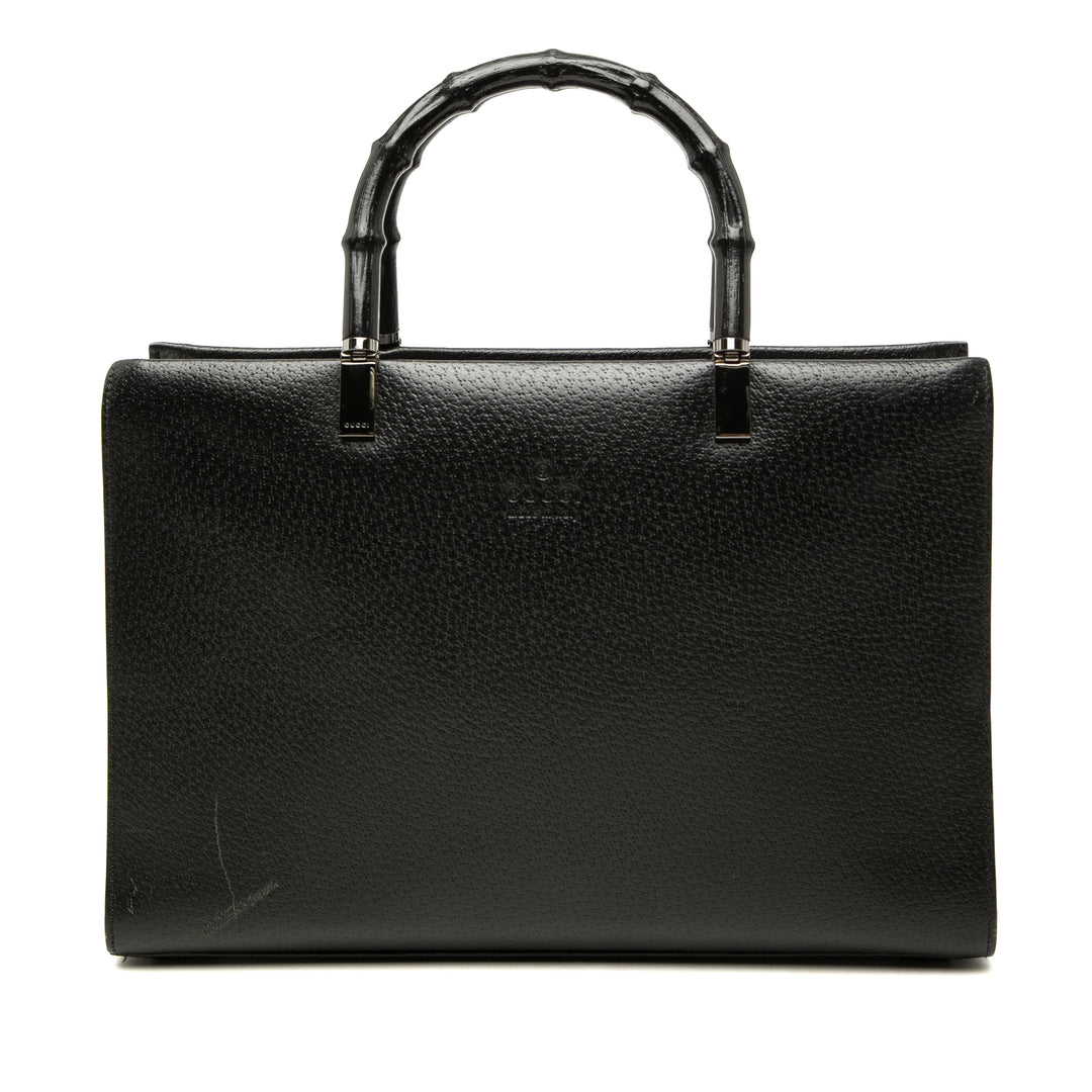 grainé Bamboo Sac Cuir de veau grainé Noir