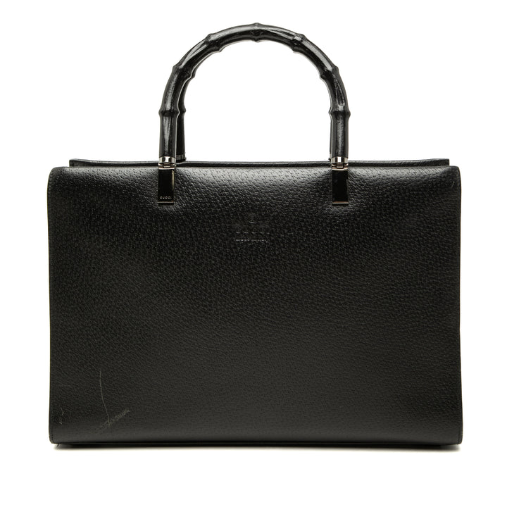 grainé Bamboo Sac Cuir de veau grainé Noir