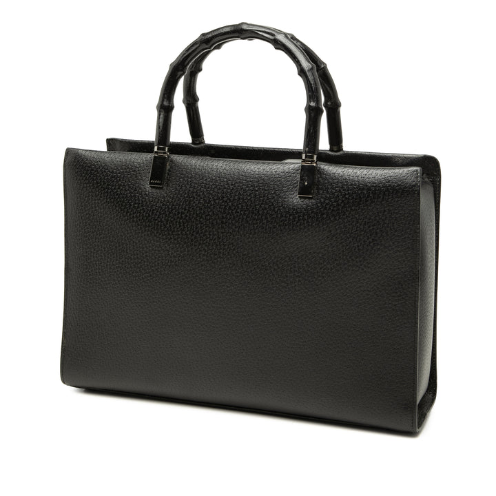 grainé Bamboo Sac Cuir de veau grainé Noir