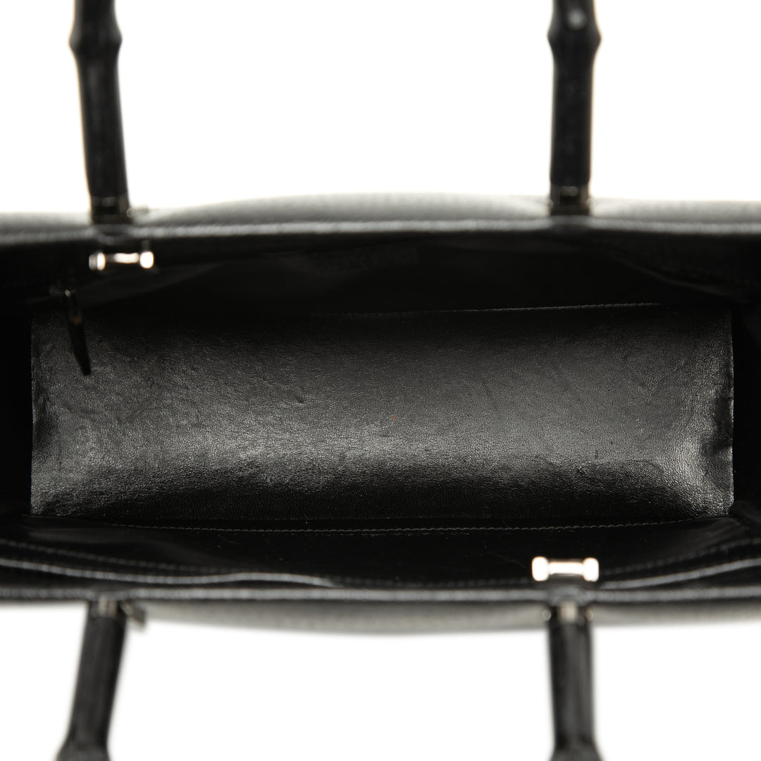 grainé Bamboo Sac Cuir de veau grainé Noir