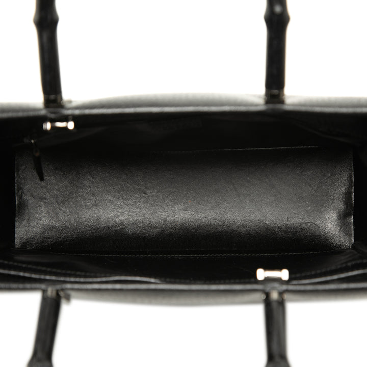 grainé Bamboo Sac Cuir de veau grainé Noir