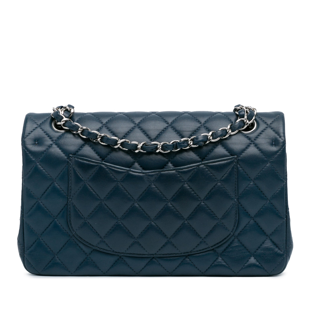 Medium Classic Lambskin Double Flap Blue - Gaby Paris