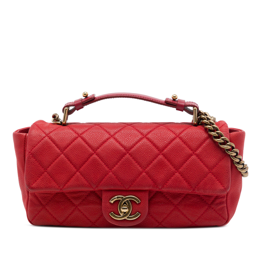 Chanel Sac à main Irisé Chic Quilt à rabat Moyen Cuir caviar Rouge – vue principale – GABY PARIS