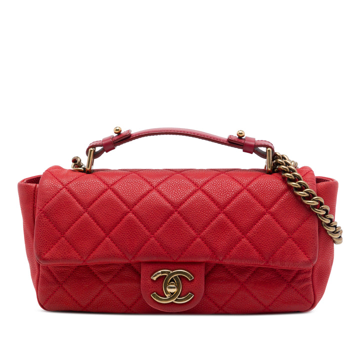 Chanel Sac à main Irisé Chic Quilt à rabat Moyen Cuir caviar Rouge – vue principale – GABY PARIS