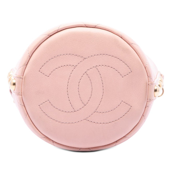 Chanel Small CC Cuir de veau et Tweed Drawstring Bucket Sac