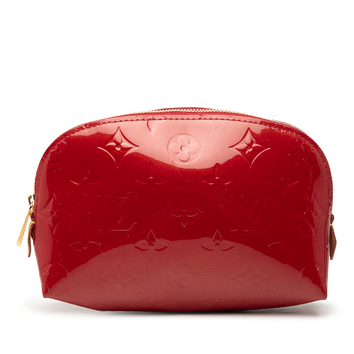Trousse de maquillage Cuir verni Monogram Rouge