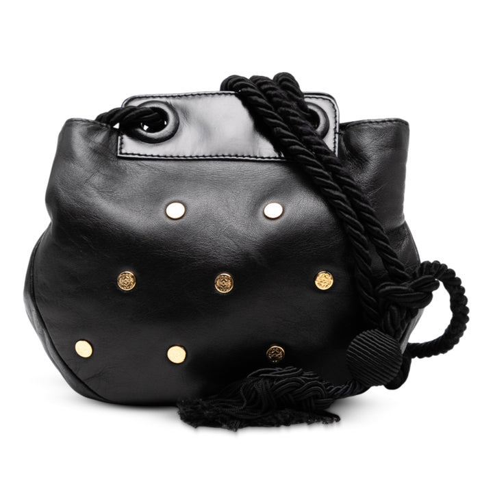 LOEWE Studded Cuir Drawstring Sac porté croisé Noir