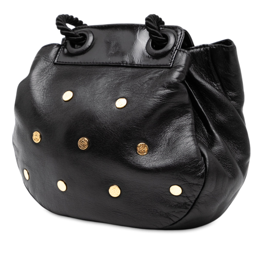 LOEWE Studded Cuir Drawstring Sac porté croisé Noir