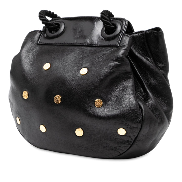 LOEWE Studded Cuir Drawstring Sac porté croisé Noir