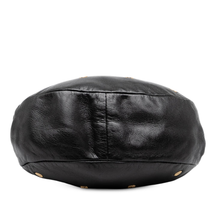 LOEWE Studded Cuir Drawstring Sac porté croisé Noir