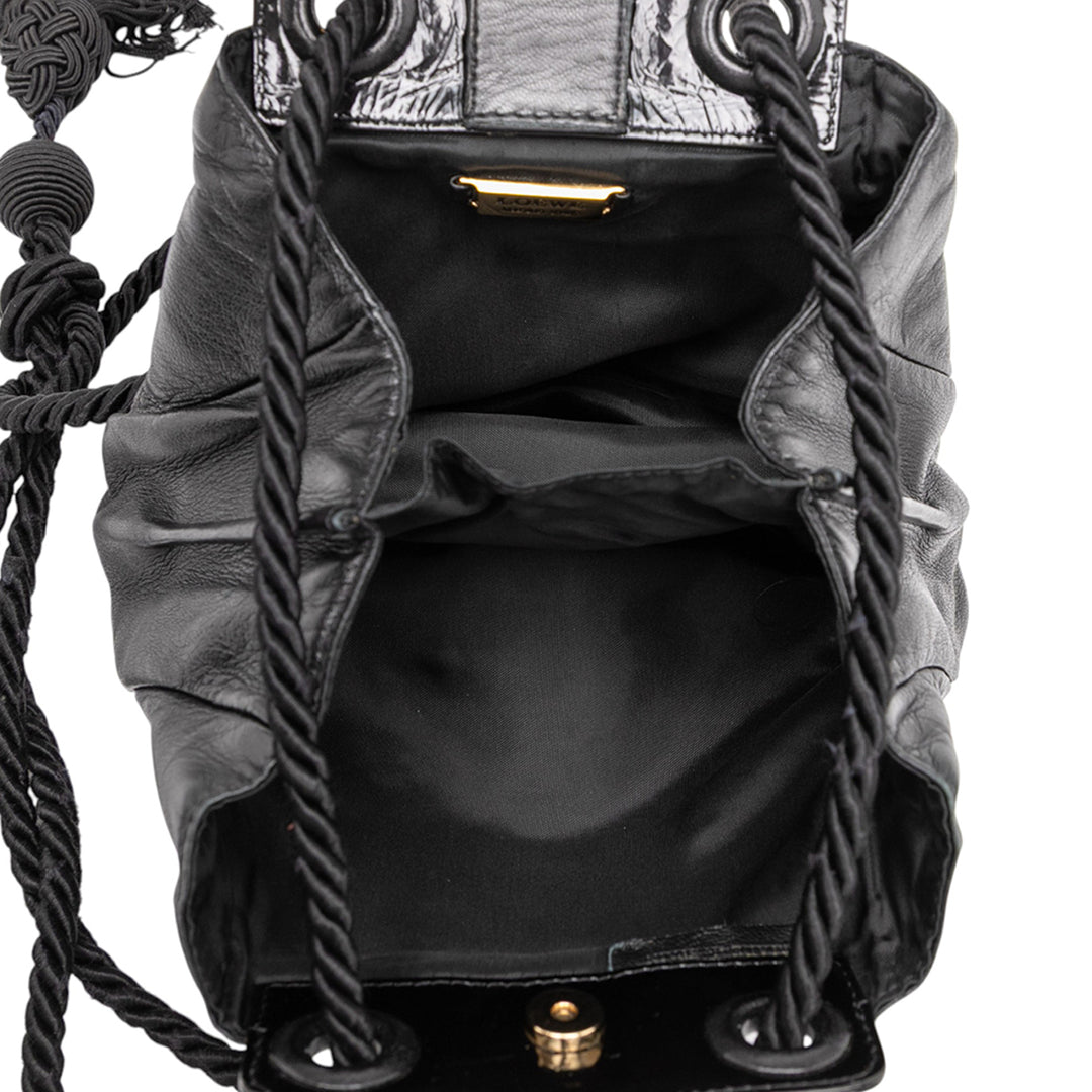LOEWE Studded Cuir Drawstring Sac porté croisé Noir
