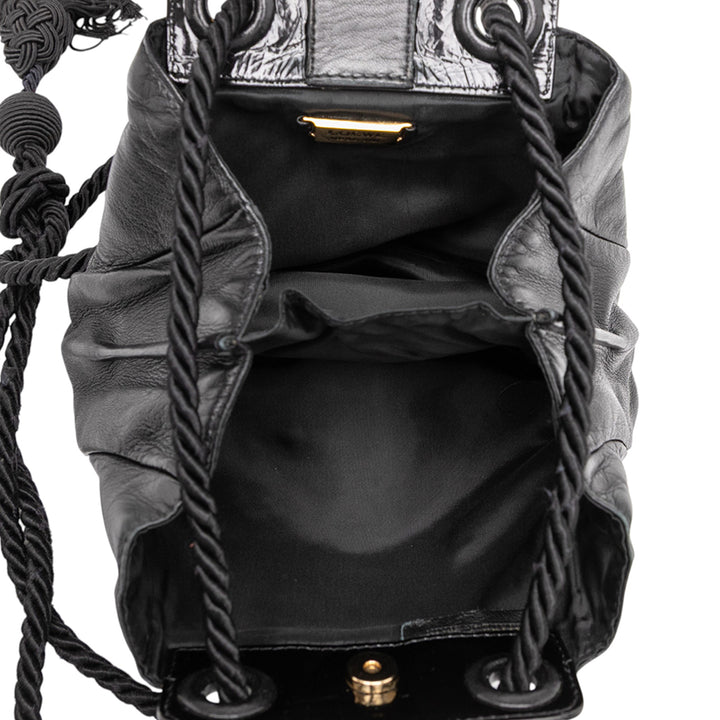 LOEWE Studded Cuir Drawstring Sac porté croisé Noir