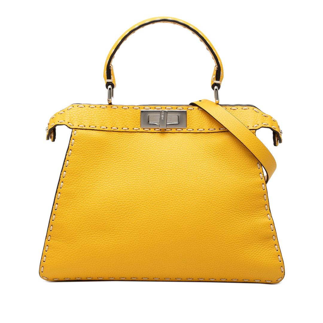 Fendi Selleria Peekaboo ISeeU Sac Moyen Cuir de veau Jaune – vue principale – GABY PARIS