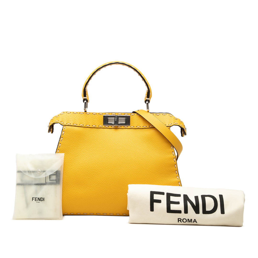 Fendi Selleria Peekaboo ISeeU Sac Moyen Cuir de veau Jaune – vue 8 – GABY PARIS