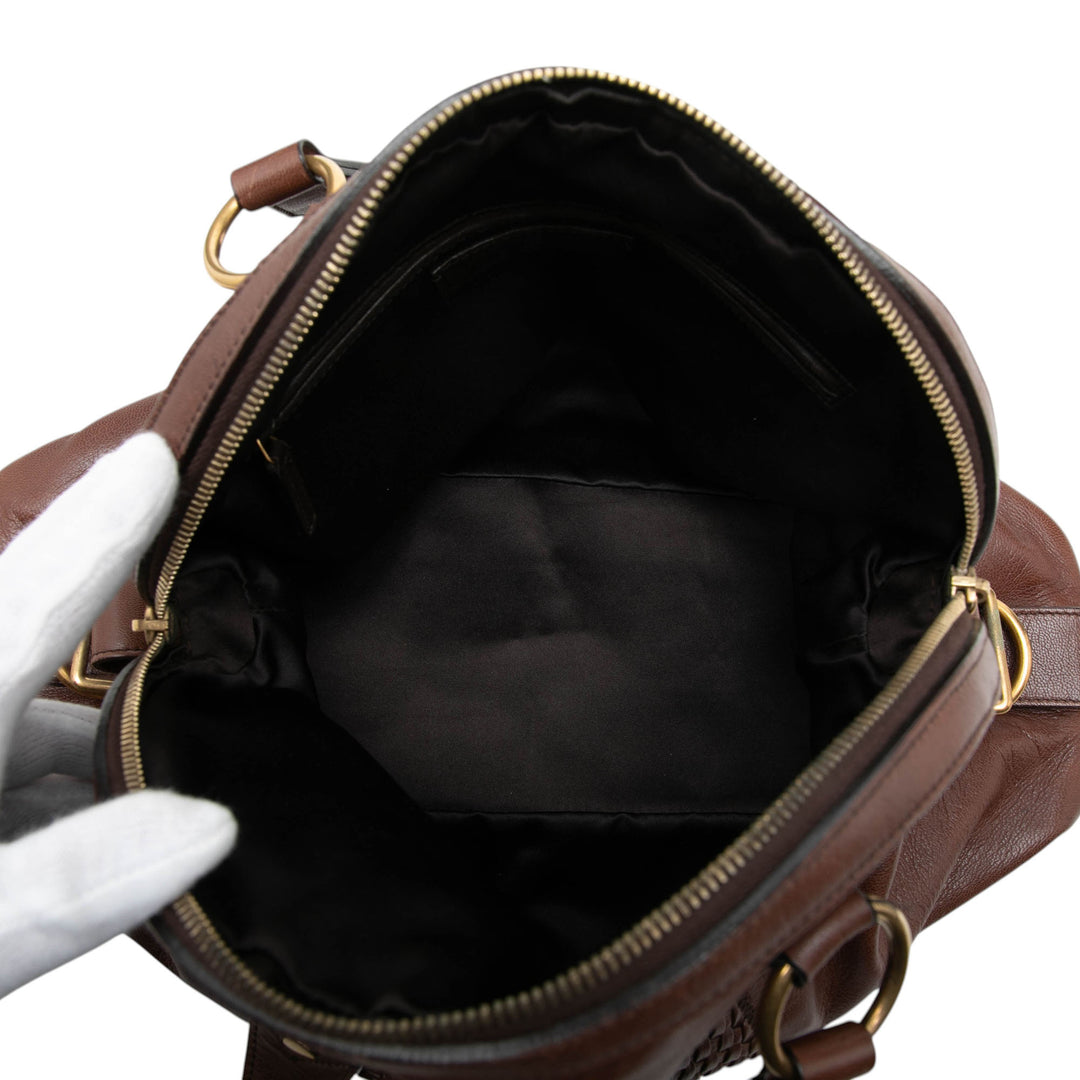 Saint Laurent Tissé à finitions Muse Sac Grand Marron