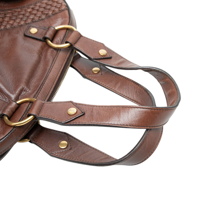 Saint Laurent Tissé à finitions Muse Sac Grand Marron