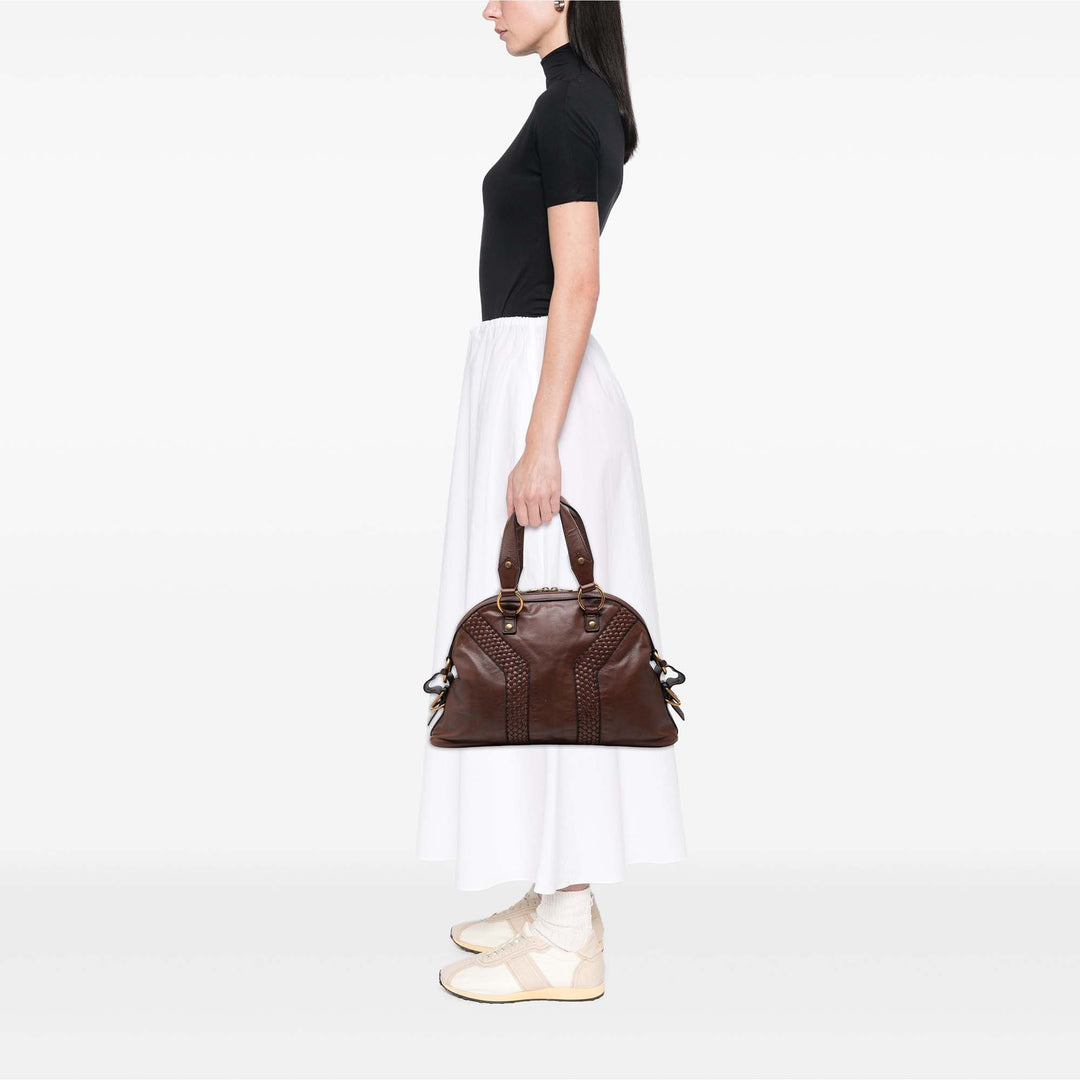 Saint Laurent Tissé à finitions Muse Sac Grand Marron