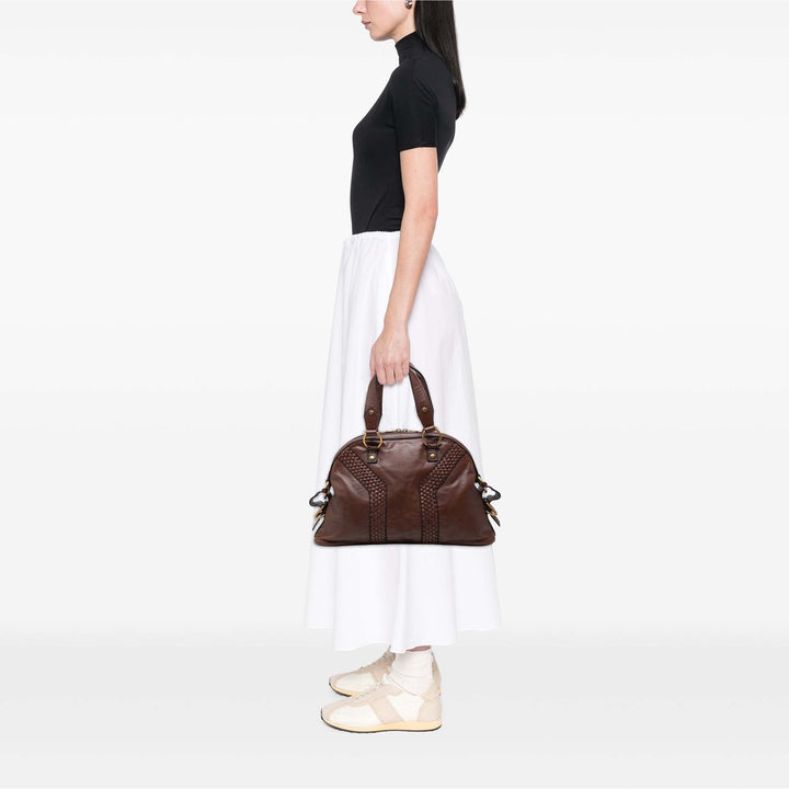 Saint Laurent Tissé à finitions Muse Sac Grand Marron