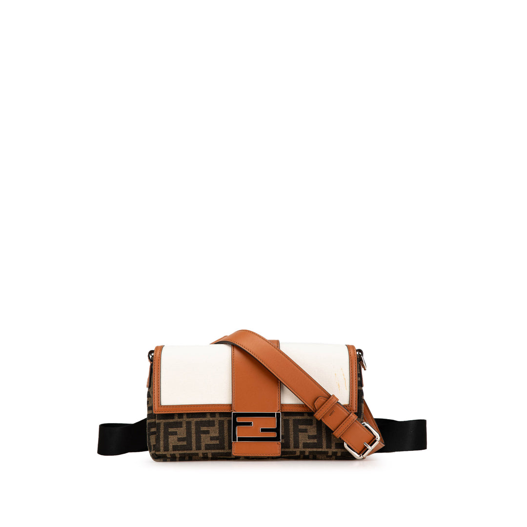 Zucca Canvas and Leather Convertible Baguette Brown - Gaby Paris