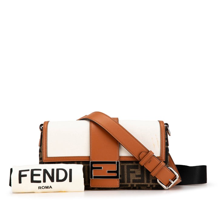 Zucca Canvas and Leather Convertible Baguette Brown - Gaby Paris