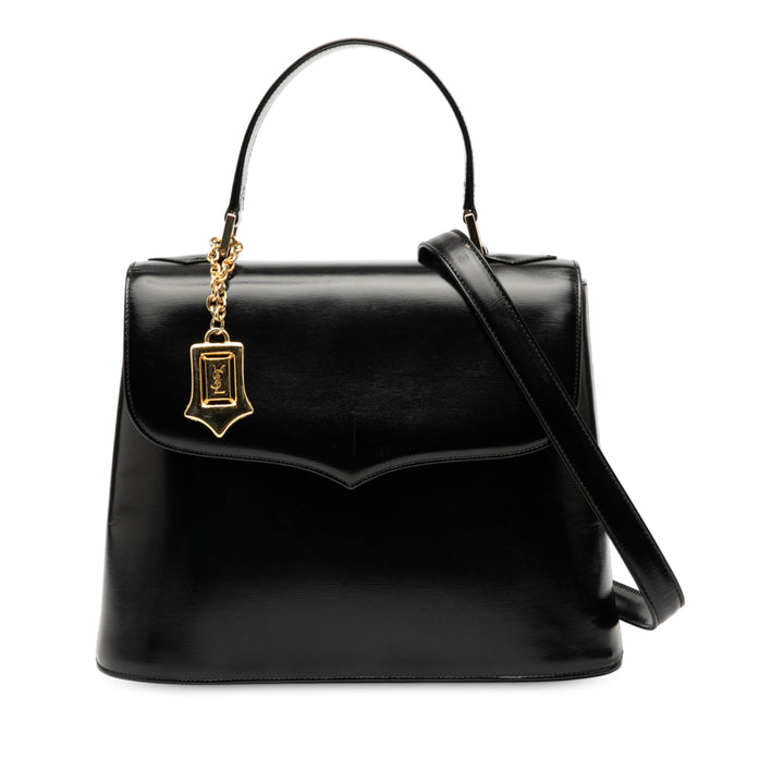 Saint Laurent Cuir Logo Charm Top Handle Bag Noir – GABY PARIS Authentique