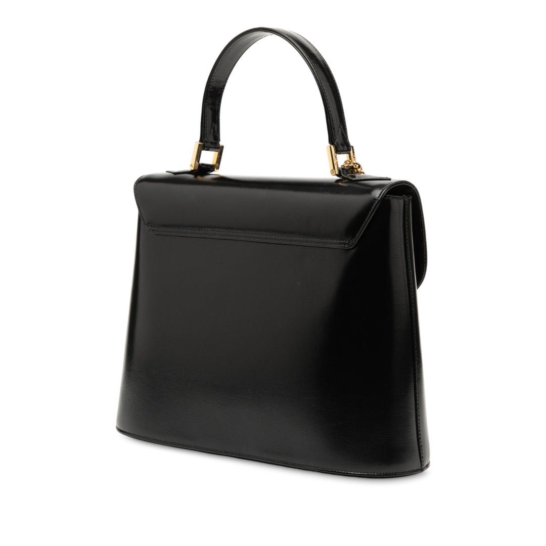 Saint Laurent Cuir Logo Charm Top Handle Bag Noir – GABY PARIS Authentique