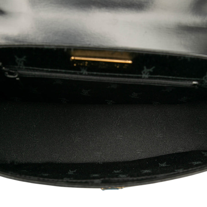 Saint Laurent Cuir Logo Charm Top Handle Bag Noir – GABY PARIS Authentique