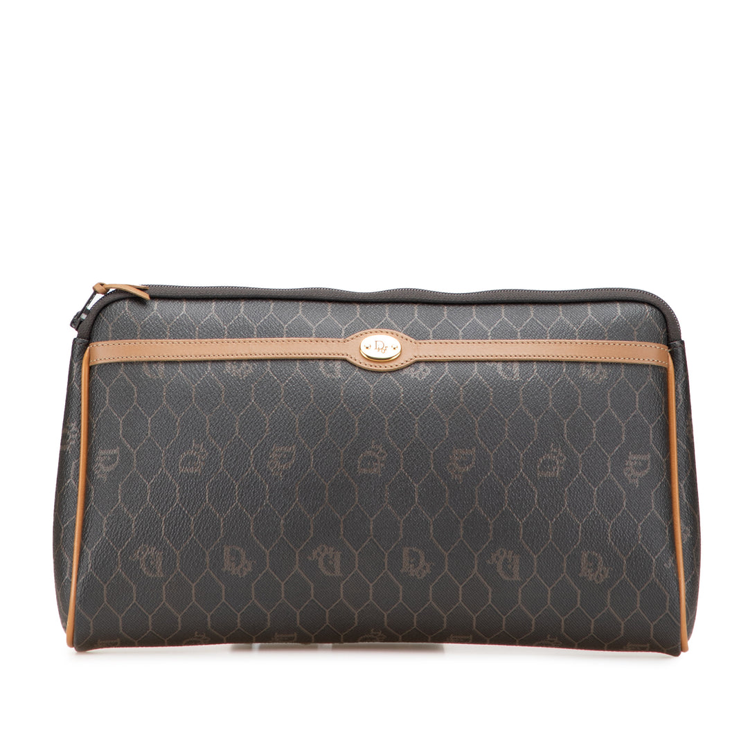 Honeycomb Coated Canvas Clutch Black - Gaby Paris