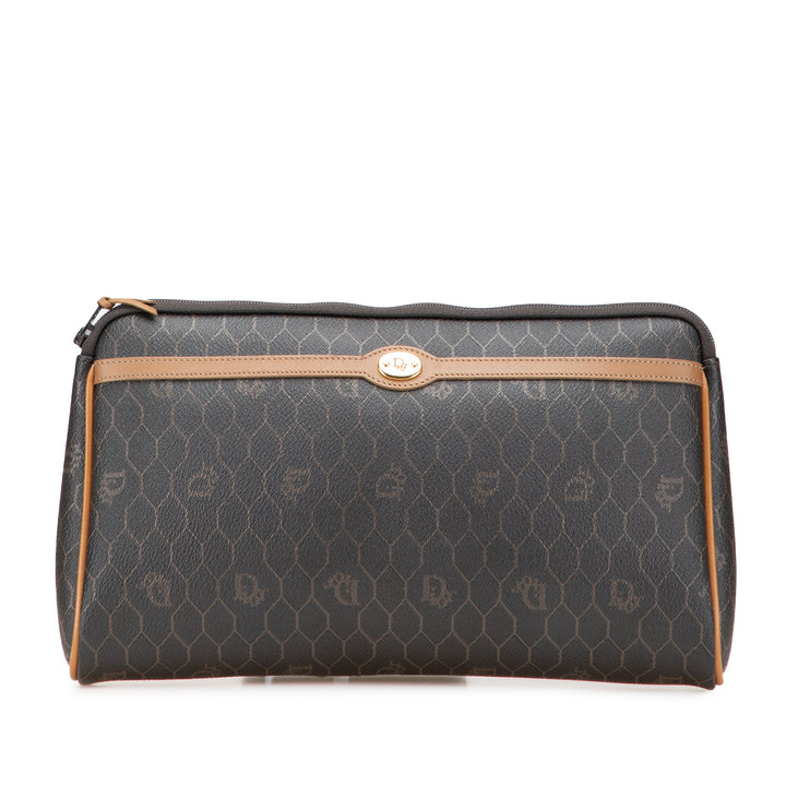 Honeycomb Coated Canvas Clutch Black - Gaby Paris