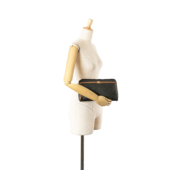 Honeycomb Coated Canvas Clutch Black - Gaby Paris