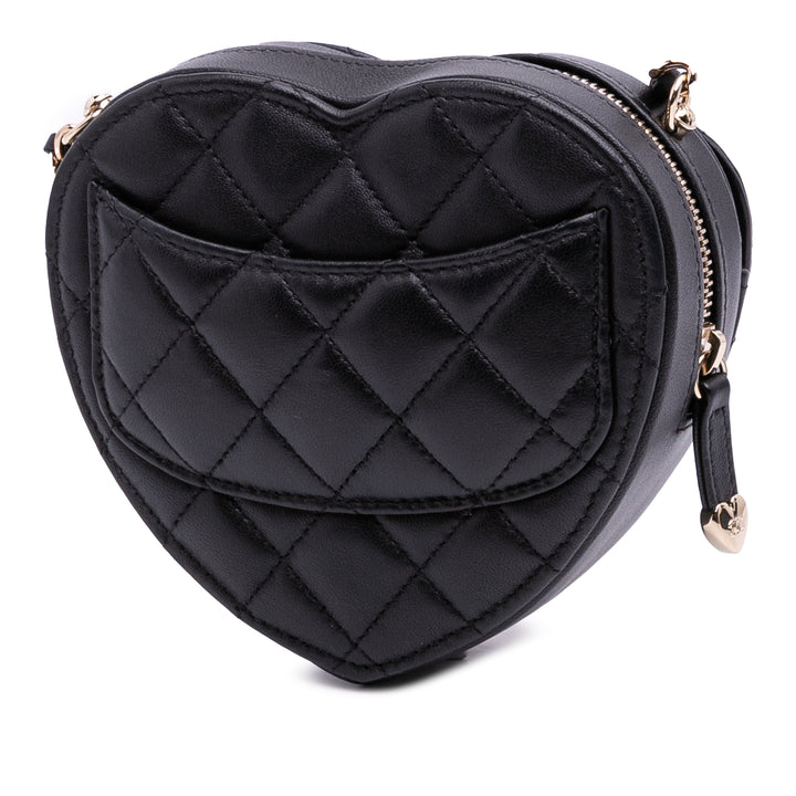 Chanel Mini Cuir d’agneau CC in Love Heart Sac porté croisé Noir