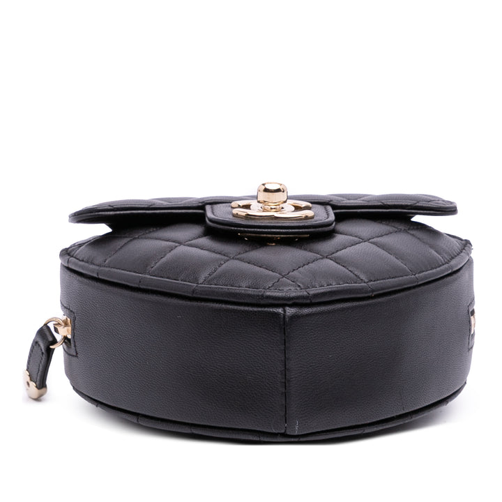 Chanel Mini Cuir d’agneau CC in Love Heart Sac porté croisé Noir