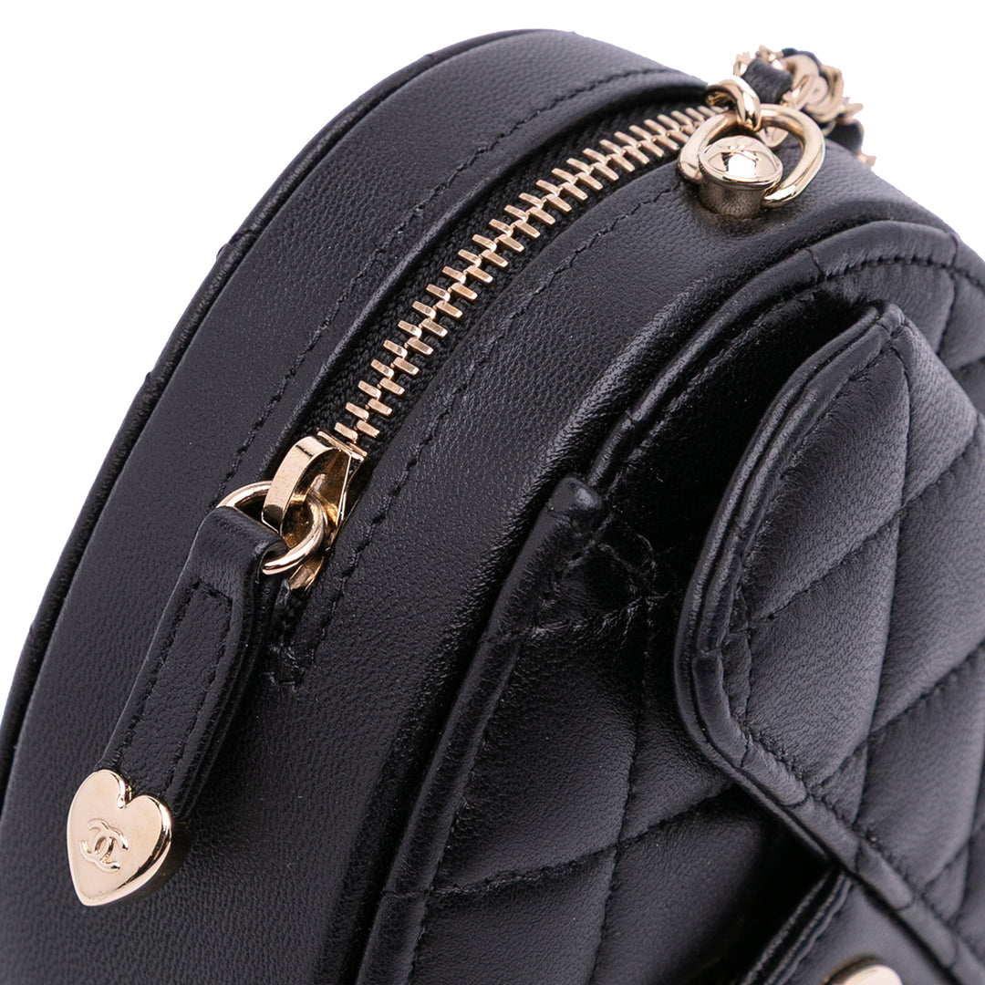 Chanel Mini Cuir d’agneau CC in Love Heart Sac porté croisé Noir