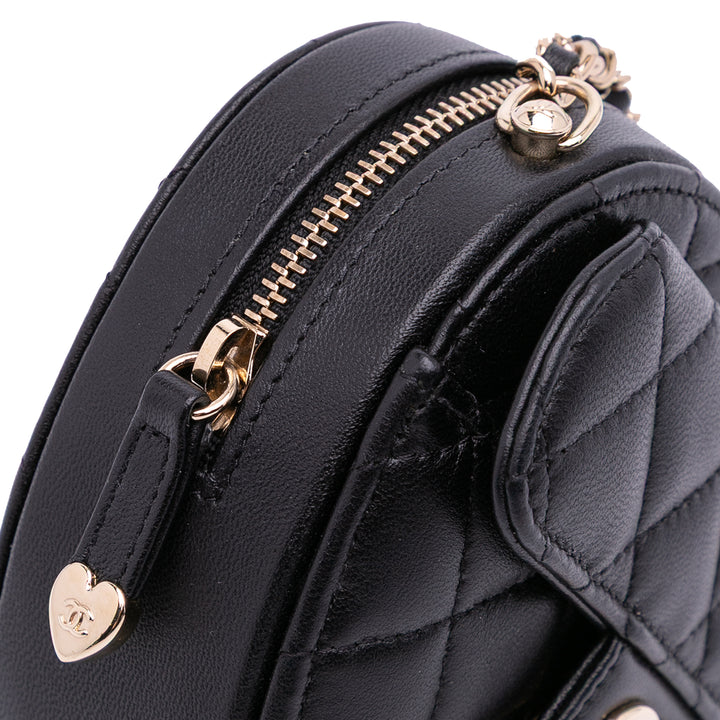 Chanel Mini Cuir d’agneau CC in Love Heart Sac porté croisé Noir