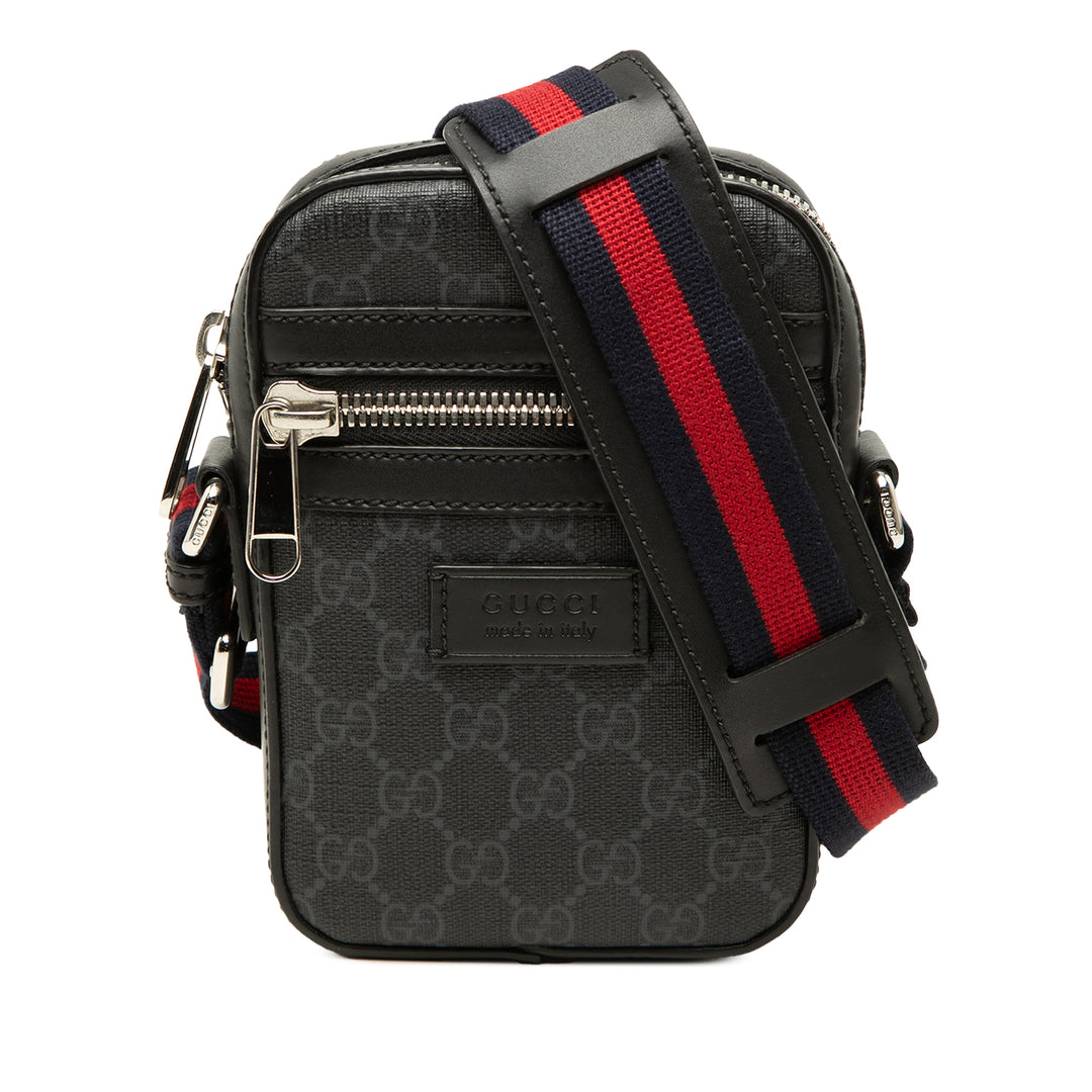 Gucci Web Sac Messenger Mini GG Supreme Noir – vue principale – GABY PARIS